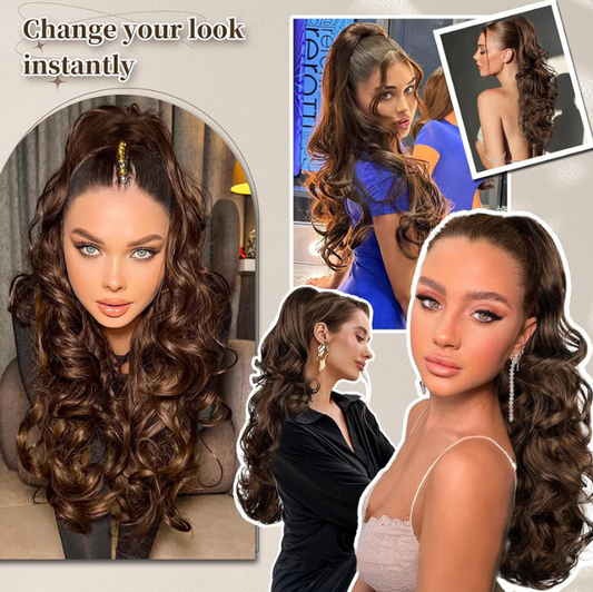 💜Begrenset tidsbegrenset tilbud 40 % rabatt💜Clip-on bølget hestehaleforlengelse