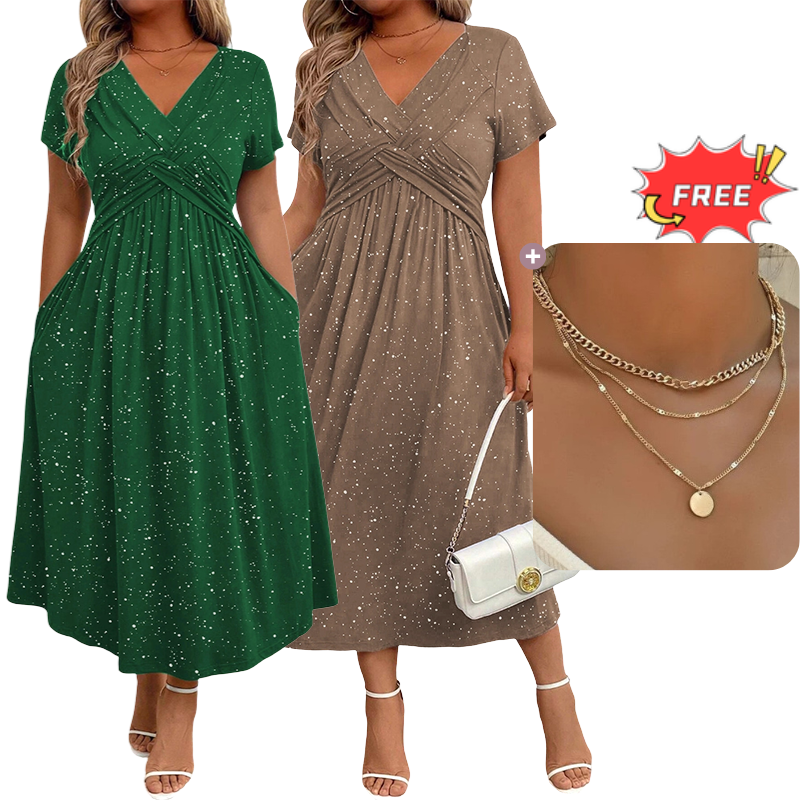 💗Elegant kjole med V-hals og vridd front for damer💗✨La sjarmen din skinne klart