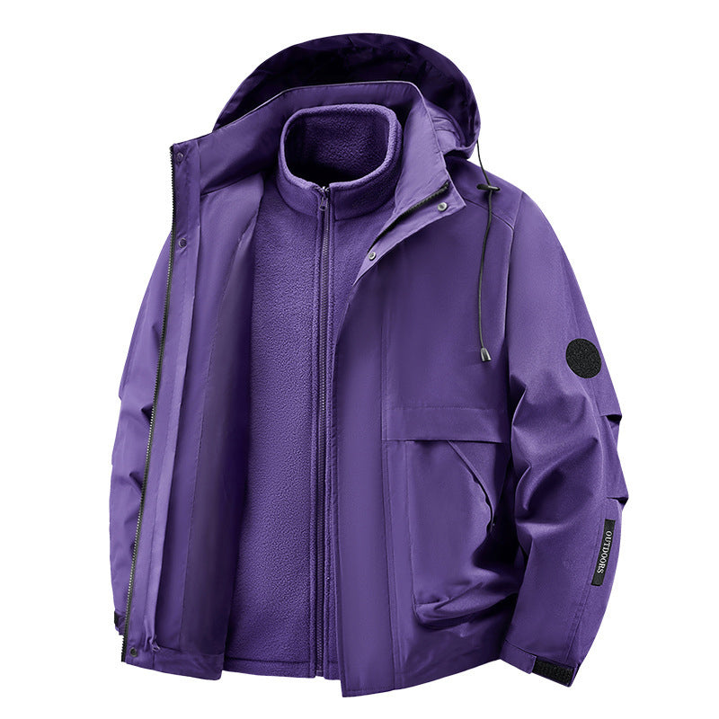 Unisex🏔️3-i-1 vindtett og vanntett utendørsjakke -👍Isolert fôr og avtakbar hette!