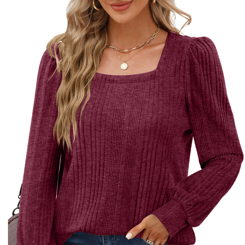 Women’s Square Neck Puff Sleeves Sweatshirt