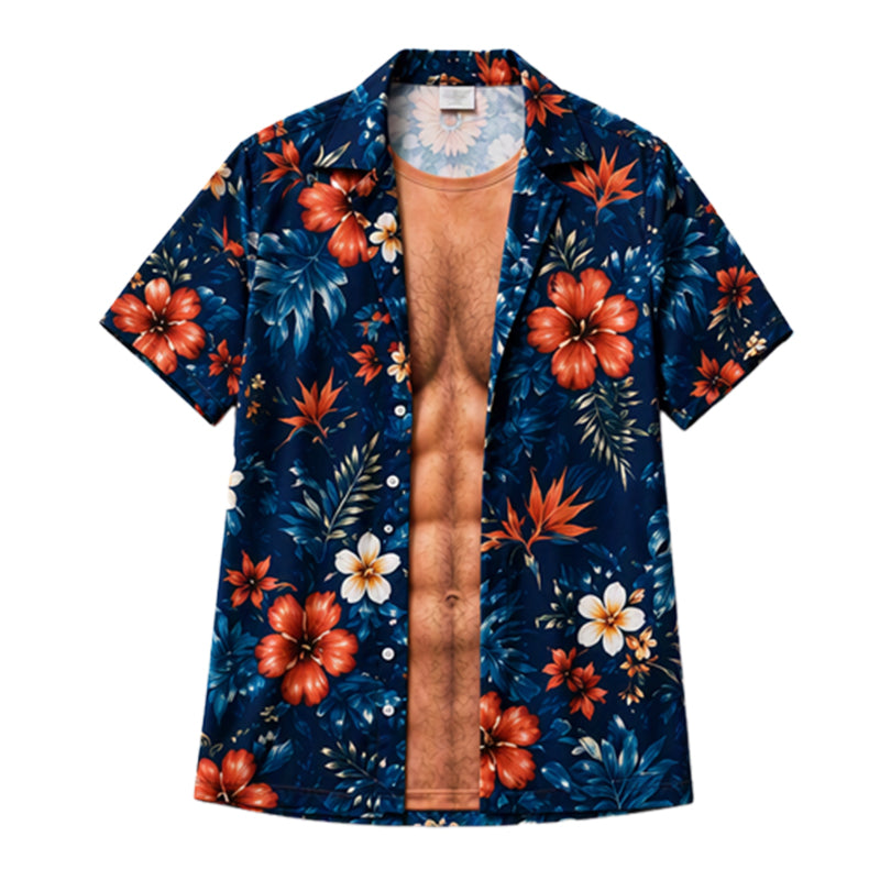 đ¤Łđ´ Skjorten som fĂĽr alle til ĂĽ le! Hawaiian-skjorte for menn med 3D-muskeltrykk | Morsomt sommerfestantrekk