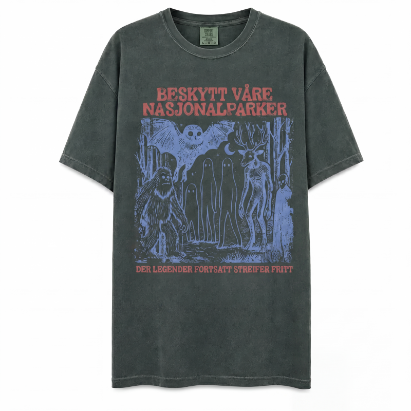 Retro Cryptid Nasjonalparker Grafisk T-skjorte
