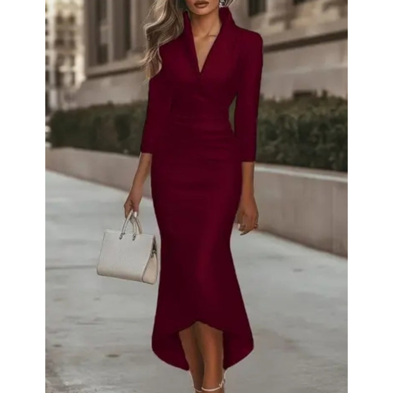 Elegant satengmidi-kjole for kvinner