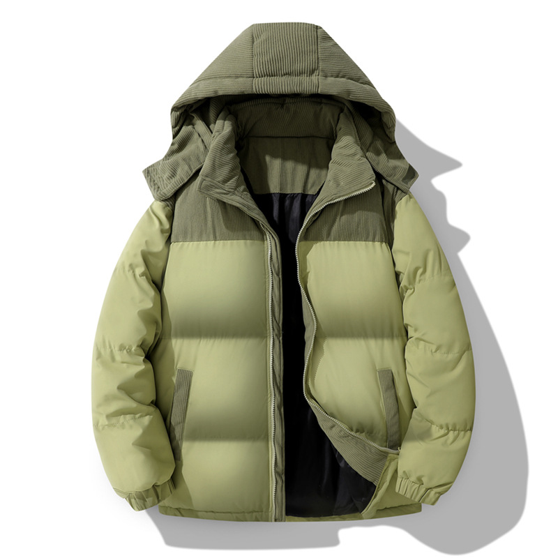 Vinter dunjakke med hette for menn, fargeblokkdesign