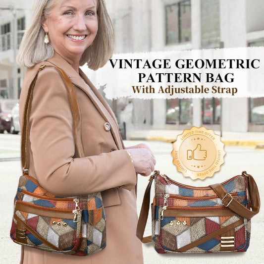 💥Nyårssalg - 49% rabatt🔥Vintage geometrisk mønsterveske med justerbar stropp👜