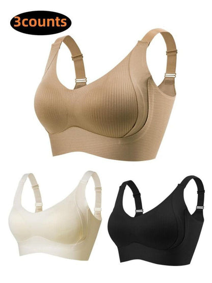 🎁Kjøp 1 Få 3 pakker💕Ribbet Push Up-bh for kvinner, justerbar og trådløs