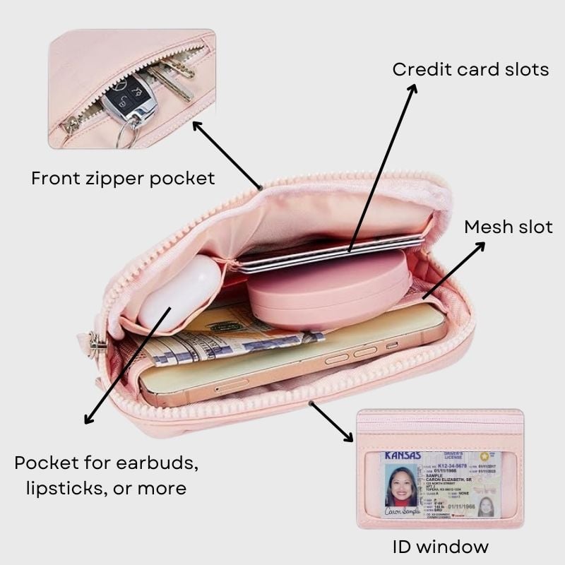 🩷Puffer Håndledds­Lommebok som passer til mobil