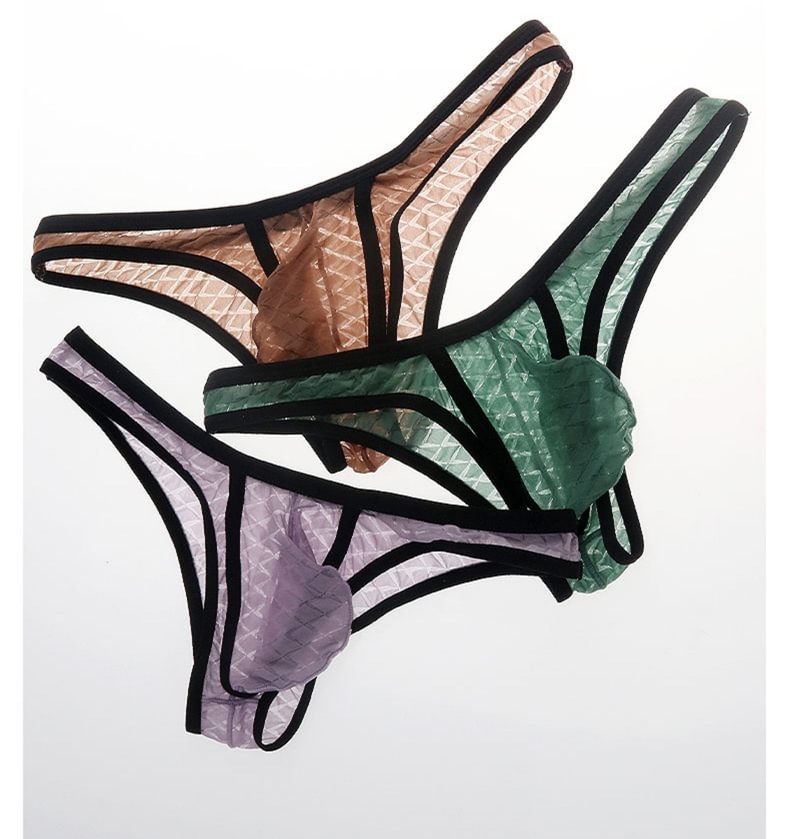 Sexy lavt sittende komfortbikini for menn, is-silke, mesh, gjennomsiktig, ultratynn truse