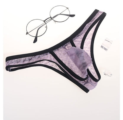 Sexy lavt sittende komfortbikini for menn, is-silke, mesh, gjennomsiktig, ultratynn truse