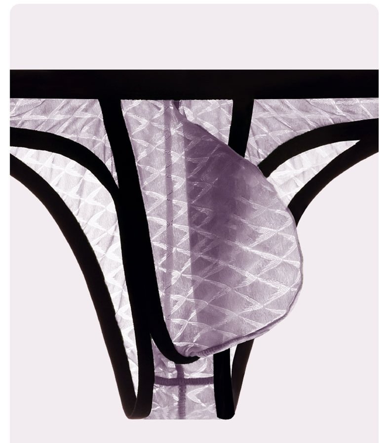 Sexy lavt sittende komfortbikini for menn, is-silke, mesh, gjennomsiktig, ultratynn truse
