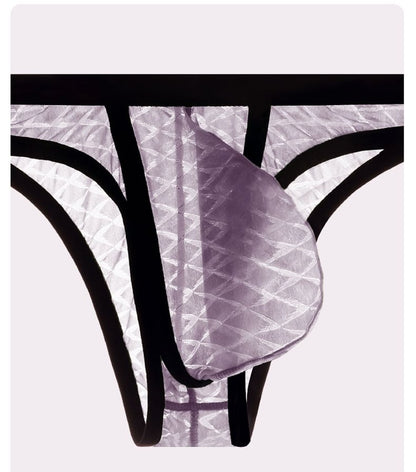 Sexy lavt sittende komfortbikini for menn, is-silke, mesh, gjennomsiktig, ultratynn truse