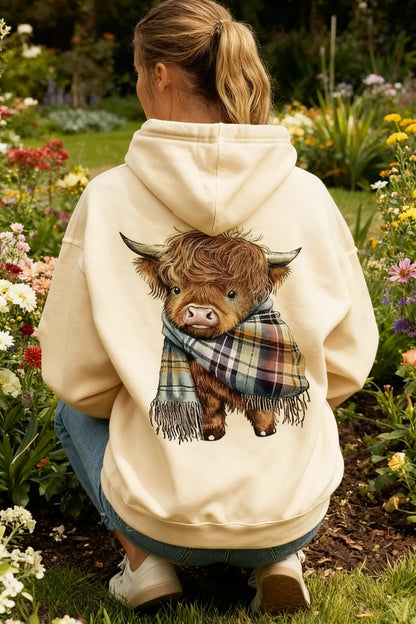 🎁Søt Highland Cow-hettegenser med fleecefôr🦬