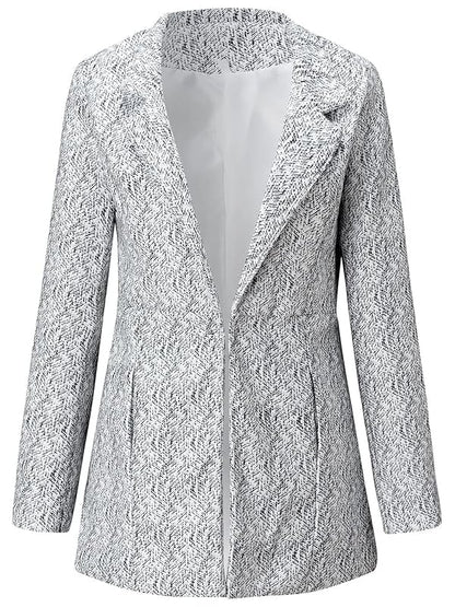 💐💕Lommer i ensfarget lomme med lange ermer med åpen front for kvinner