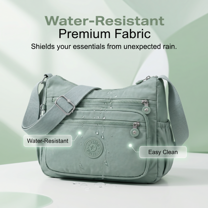 💐 50 % RABATT – BLITZTILBUD! Lett nylon-skulderveske med flere lommer – perfekt til reiser og daglig bruk 🎒⚡