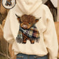 🎁Søt Highland Cow-hettegenser med fleecefôr🦬