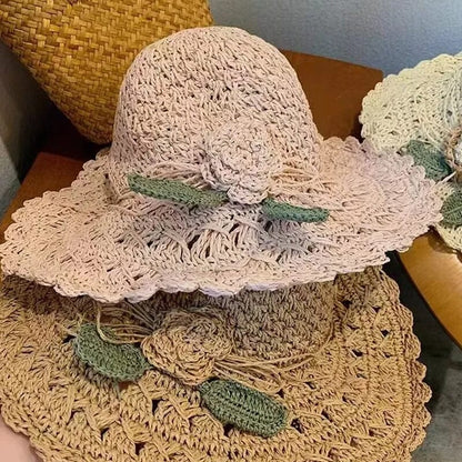 👒Stilig heklet stråhatt med volangdetaljer