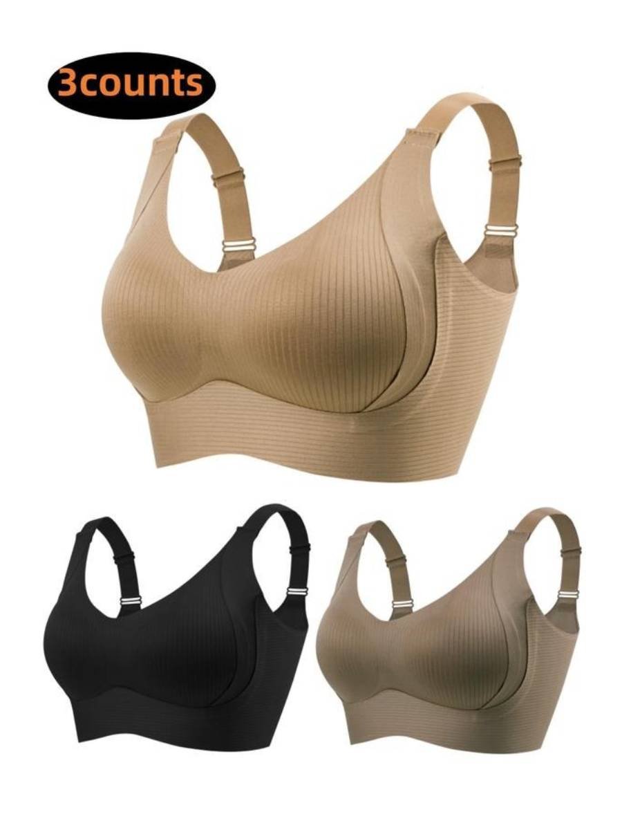 🎁Kjøp 1 Få 3 pakker💕Ribbet Push Up-bh for kvinner, justerbar og trådløs