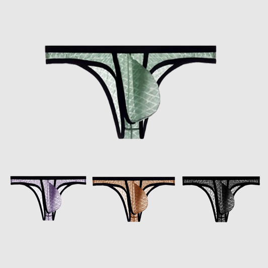 Sexy lavt sittende komfortbikini for menn, is-silke, mesh, gjennomsiktig, ultratynn truse