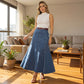 ⏳Tidsbegrenset tilbud⏰A-formet maxi-skjørt i denim med høy midje for damer – fremhever figuren 👗