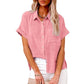 🔥49% Rabatt🔥Solid Colour Slub Cotton Casual Loose Shirt Short Sleeve