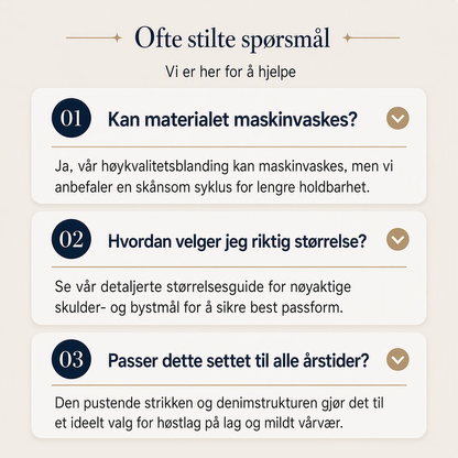 Elegant damekåpe i denim med ribbestrikket innsats