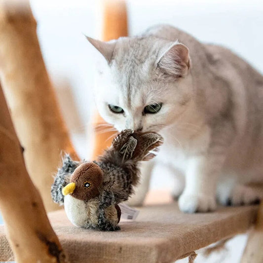 🔥STORT SALG 49% RABATT🔥😻🐾Interaktiv kvitrende fugl katteleke