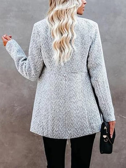 💐💕Lommer i ensfarget lomme med lange ermer med åpen front for kvinner