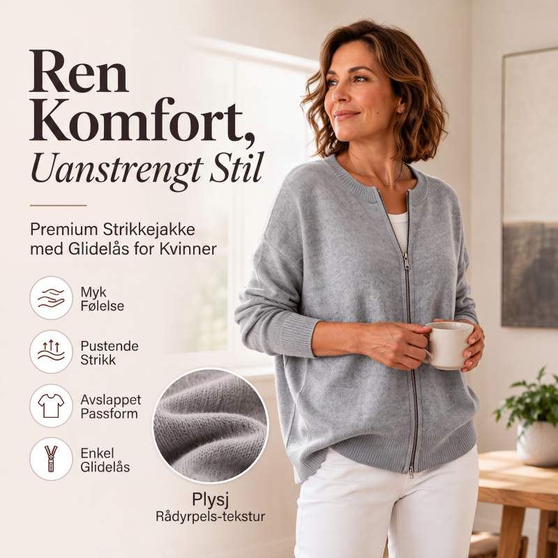 ☁️Uformell strikkjakke med glidelås for damer