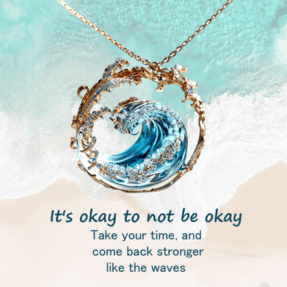 🔥Siste dag 70 % rabatt🌊Elegant blå halskjede, ring og øredobber