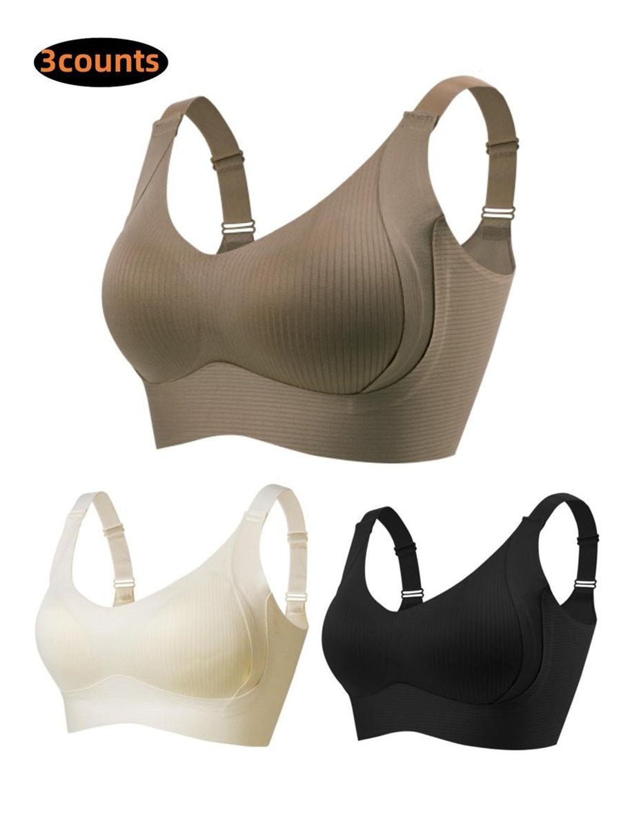🎁Kjøp 1 Få 3 pakker💕Ribbet Push Up-bh for kvinner, justerbar og trådløs