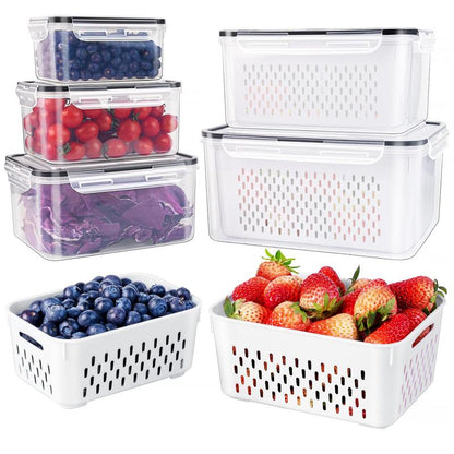 🥳2026 HOT SALG🥳💞50 000+ SOLGT!🧊🧺 50% RABATT! 3-DELERS fruktbeholdersett – Stopp soggy frukt! Avtakbart dørslag holder produktene sprø og friske i flere dager. Kjøleskapets beste venn. 🍓✨