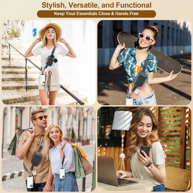 ❣️SPESIALTILBUD 50 % RABATT📱Crossbody-veske med telefonstropp i store størrelser – justerbar lengde, unisex-modell som passer både menn og kvinner i store størrelser🎒