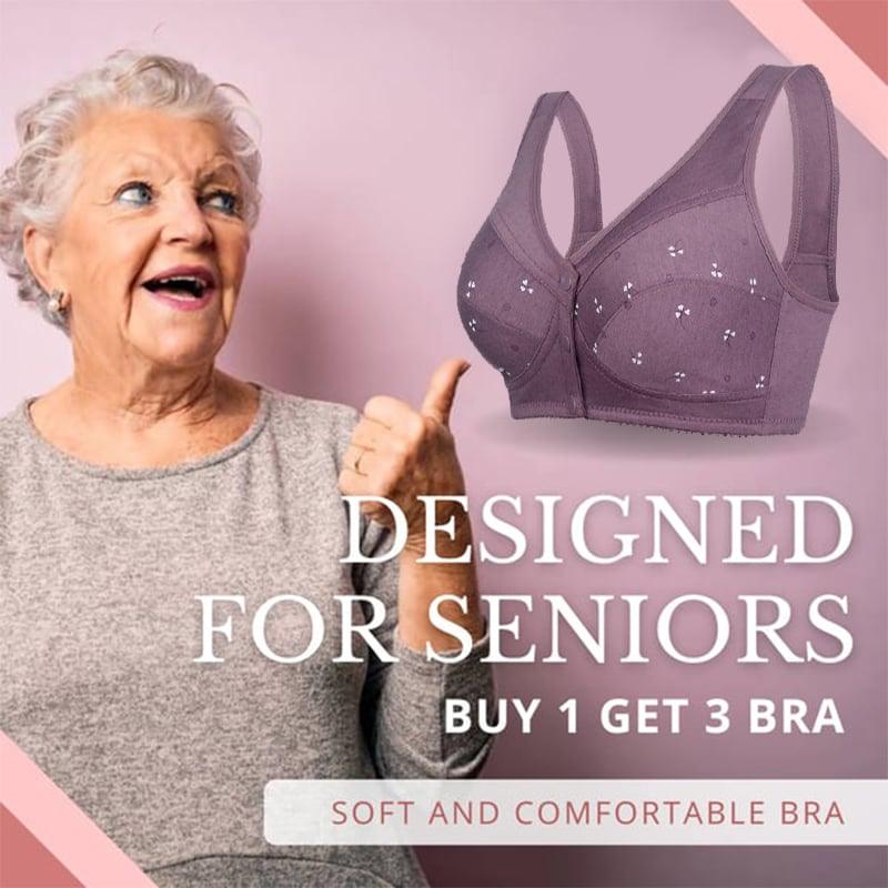 🔥Siste dag Kjøp 1 og få 2 gratis🔥Design for Senior-BH i bomull med frontlukking
