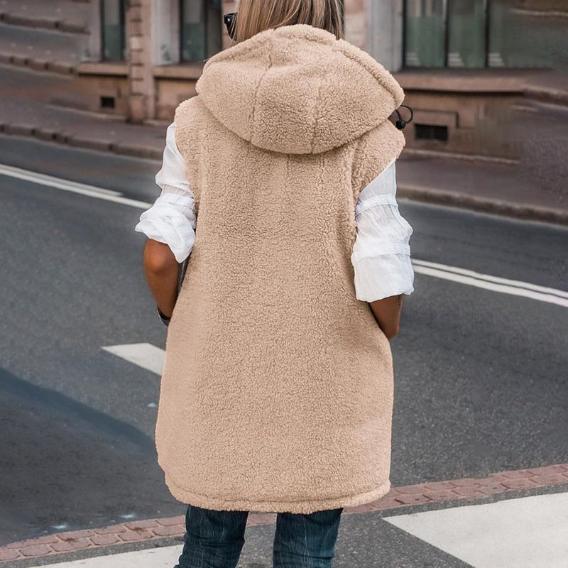 💖Høst & vinter Nyheter - Dame høst reversibel vest ermeløs faux fleece jakke