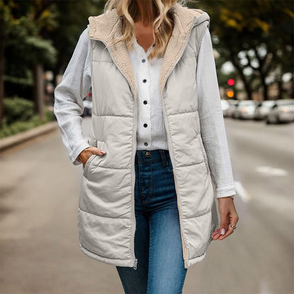 💖Høst & vinter Nyheter - Dame høst reversibel vest ermeløs faux fleece jakke