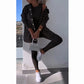 Strikkjakke med hette, vest, leggings, 3 delt sett