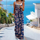 Kvinners sommerbohemsk brede ben jumpsuit med lommer