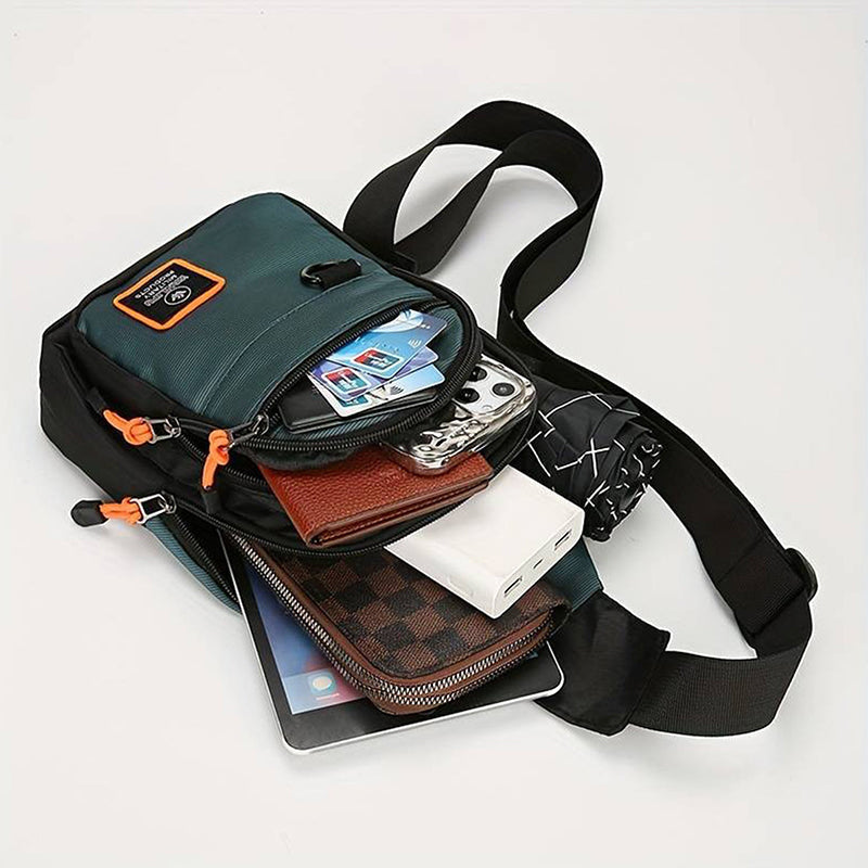 🎒✨ Vanntett skulderveske med flere lommer – oversiktlig oppbevaring, justerbar stropp, hodetelefonuttak 🌧️