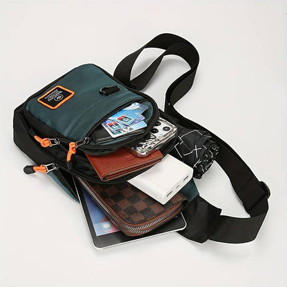 🎒✨ Vanntett skulderveske med flere lommer – oversiktlig oppbevaring, justerbar stropp, hodetelefonuttak 🌧️