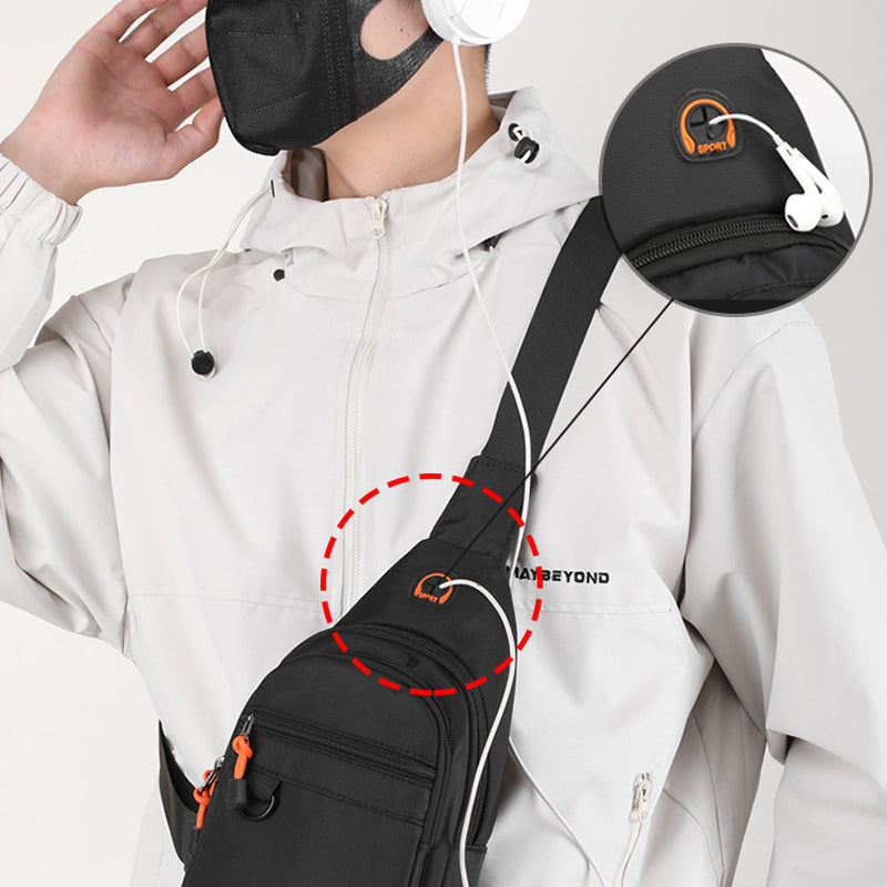 🎒✨ Vanntett skulderveske med flere lommer – oversiktlig oppbevaring, justerbar stropp, hodetelefonuttak 🌧️