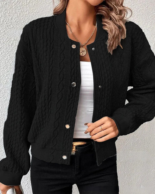 🥰Sesongsalg Super lav pris 60% RABATT🥰Ensfarget strikket cardigan med knapper