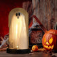Halloween-dekorasjon: Lysende spøkelse i glasskuppel