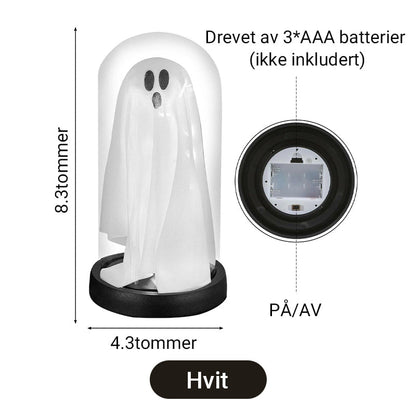 Halloween-dekorasjon: Lysende spøkelse i glasskuppel