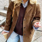 Kvinne Vintage Imitert Semsket Skinn Overdimensjonert Blazer