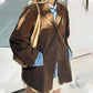 Kvinne Vintage Imitert Semsket Skinn Overdimensjonert Blazer