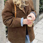 Kvinne Vintage Imitert Semsket Skinn Overdimensjonert Blazer