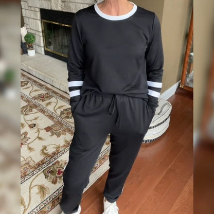 🔥2-delt joggedress med rund hals og fargeblokker for damer