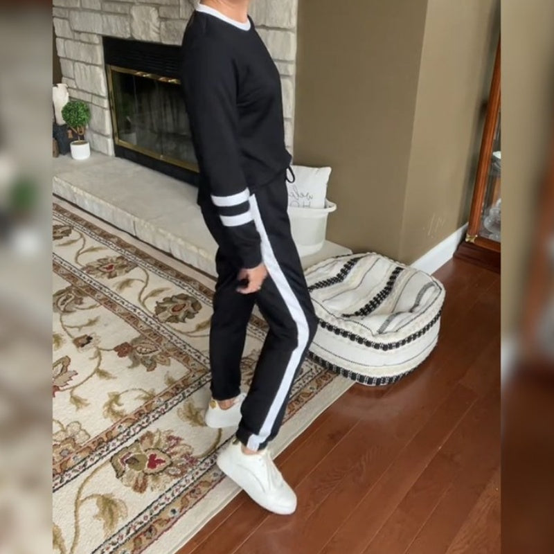🔥2-delt joggedress med rund hals og fargeblokker for damer