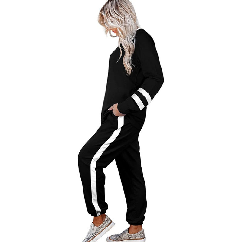 🔥2-delt joggedress med rund hals og fargeblokker for damer