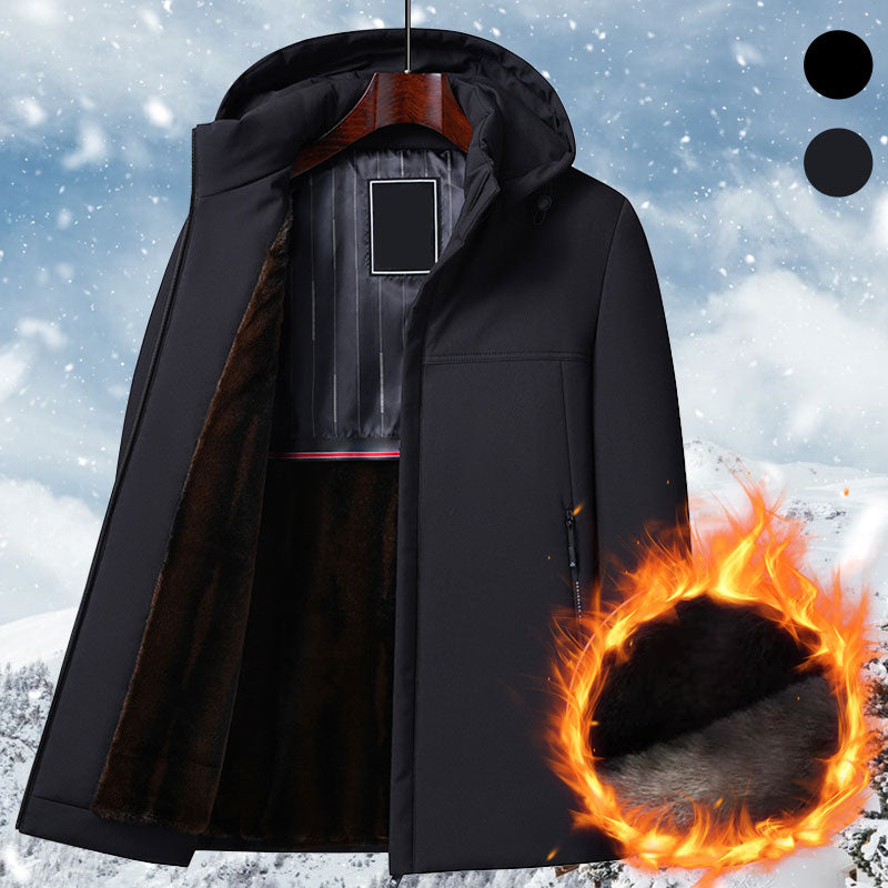 🔥Termisk, tykk parkas med hette for menn –🧥Vindtett, vannavstøtende, holder kroppstemperaturen oppe!